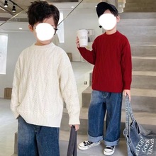 秋冬季2023新款韩版儿童毛衣男童中小童圆领时髦洋气套头针织衫潮