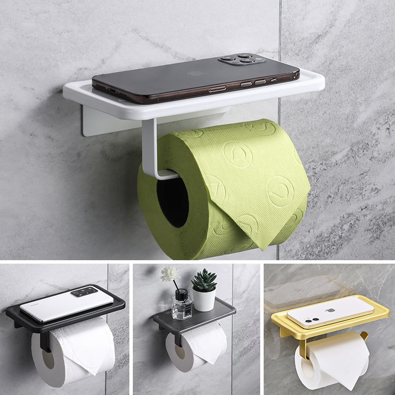 Tissue Holder tissue box punch-free space aluminum bathroom storage rack toilet mobile phone roll paper holder sanitary napkin carton