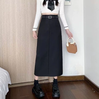 a字遮港风包臀高腰显瘦百搭胯西装春秋长裙高档半身裙垂坠感开叉