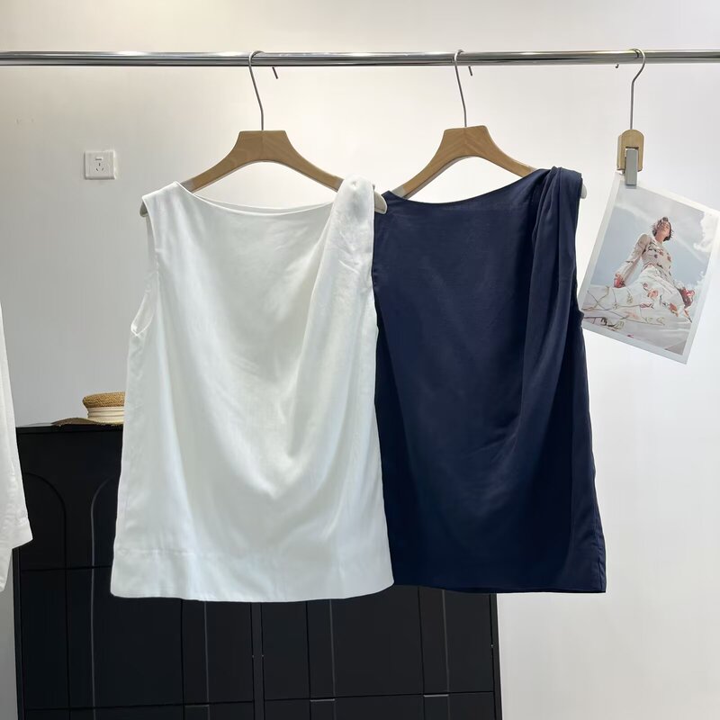 Bm&Md&Za Export Korean Style Women's Clothing 2025 Summer New Boat Neck Elegant Age-Reducing Casual Versatile Vest Top