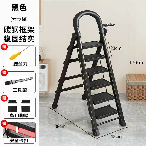 Strong ribs and thickened pedals - load capacity 500 pounds [Six Steps Black]