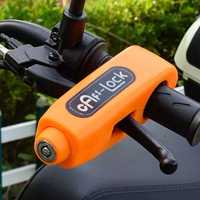 [Factory direct] Motorcycle electric car waterproof handlebar lock portable handle lock brake lock throttle handlebar lock (Helmet lock) - 1688-anti-theft-handlebar-lock-orange