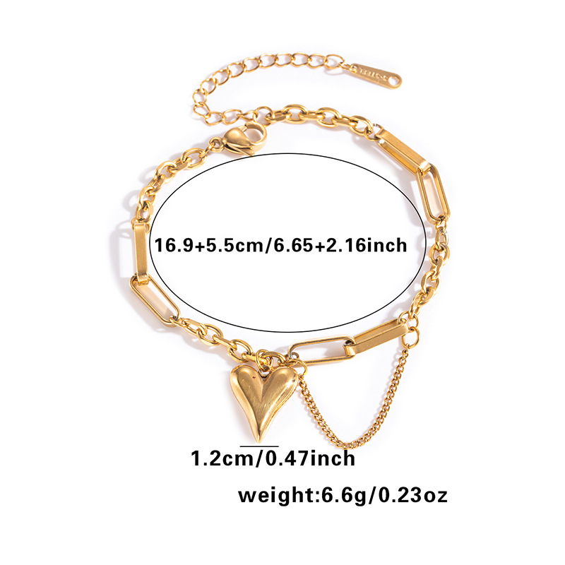 11g Weight 0.03µm Gold Plating Thickness Electroplated Gold Plating Process Golden Plated Plating Material Stone-Free Inlay Material Necklace Classification cable chain Chain Type 1 Piece Quantity Holiday, Daily Occasion 201 Stainless Steel Material Animal, Heart Shape, Butterfly Pattern Women's Gender Sweet Style Plating Craft Titanium Steel Chain Heart Shape Bracelets Necklace 12