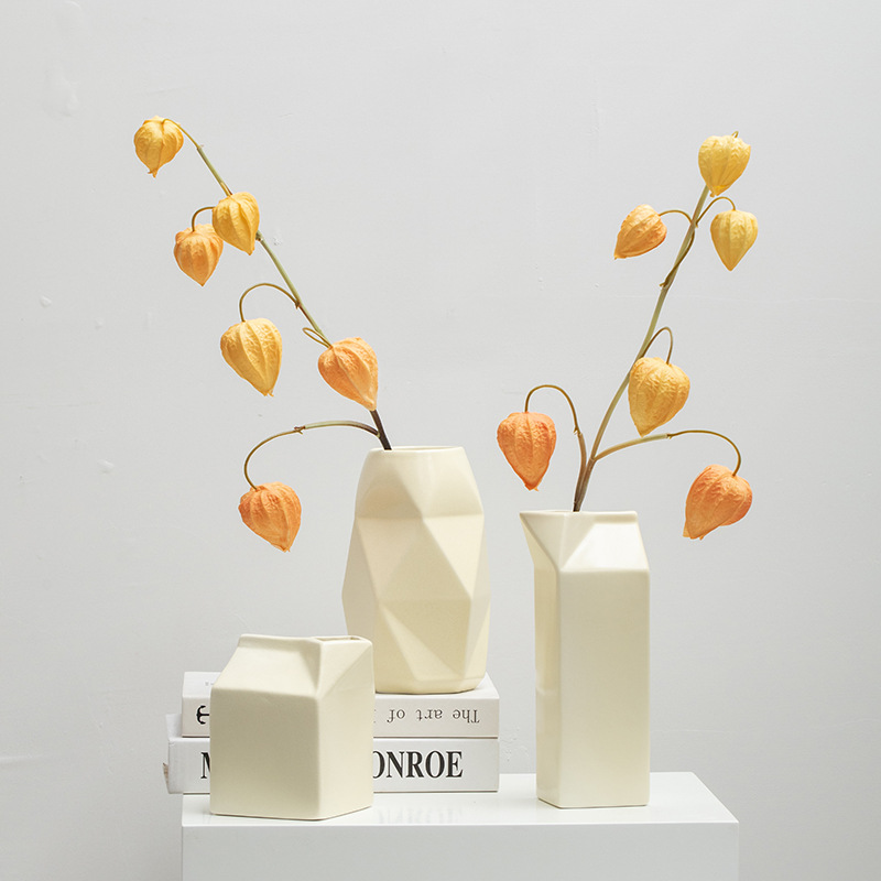 简约现代奶油陶瓷装饰干花水培鲜花花瓶客厅玄关餐桌插花摆件