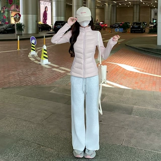 轻薄排骨运动拼接上衣女冬季2026新款保暖内胆短款修身收腰羽绒服