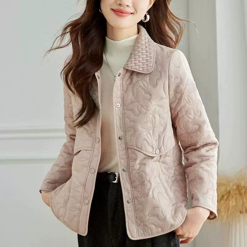 棉衣女外套2025冬装新款时尚百搭短款羽绒棉服妈妈小香风轻薄外套