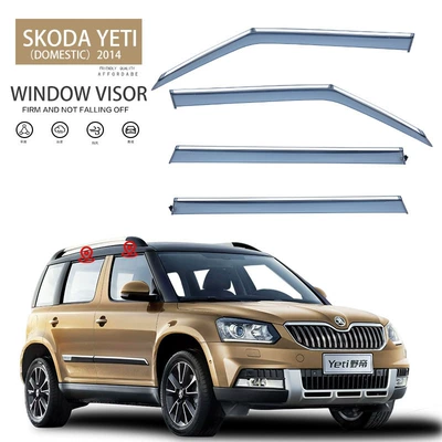 SKODA Yedi Overseas Edition Sunny Rain Shield Rearview Mirror Rainbrow SKODA YETI Window visor (Rain shield) - standard-packing-without-logo-skoda-wild-emperor-china-edition-2014-2018-pc-silver-bright-strip-window-rain-blast