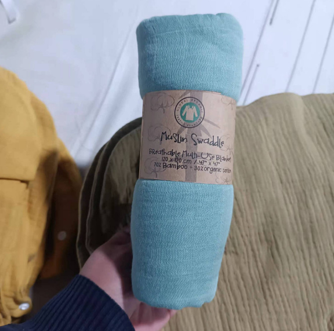 Toalla teñida de algodón de bambú toalla lisa de gasa de doble capa Toalla de baño de color sólido cochecito manta Amazon transfronterizo INS Venta caliente