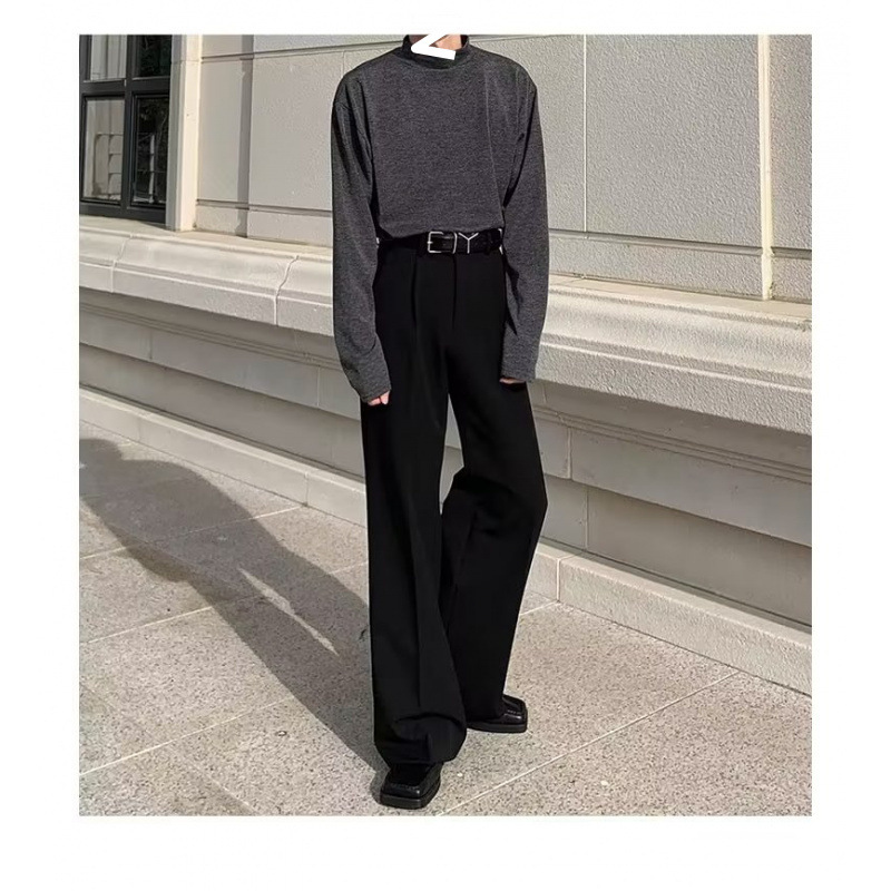 High-grade Design Dipped Micro-horn Casual Pants Men's Spring and Autumn All-match Loose Pendant Wide-leg Long Pants