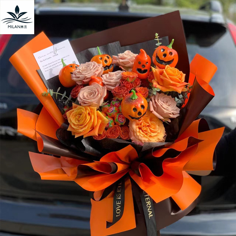 Halloween simulación espuma calabaza cara bruja decoración ornamentos ramo de flores embalaje material DIY accesorios