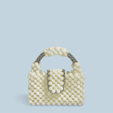 定制爆款杨梅球珍珠晚宴礼服手提包手工编织小众设计串珠杨梅方包
