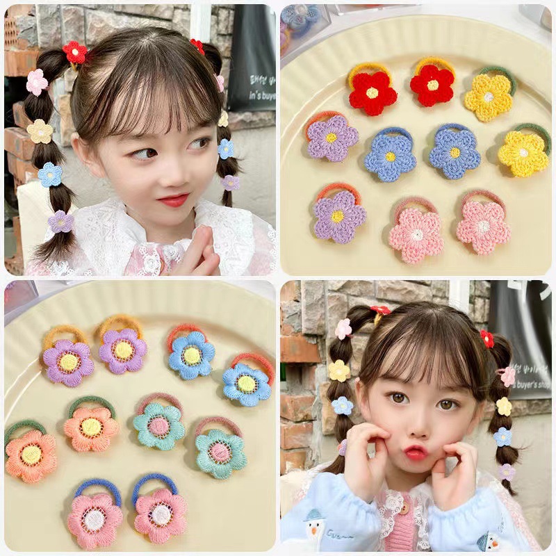 어린이 색상 무리 헤어 로프 소녀의 귀여운 슈퍼 귀여운 고탄성 고무 밴드 아기의 헤어 링 모자
