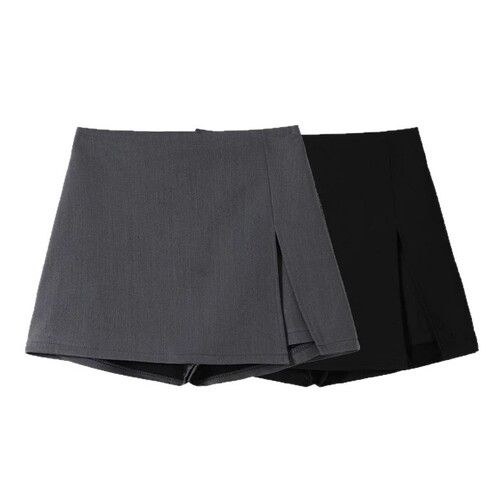 Gray high-waisted suit skirt for women, spring slimming fashionable all-matching hip skirt, anti-exposure a-line short skirt