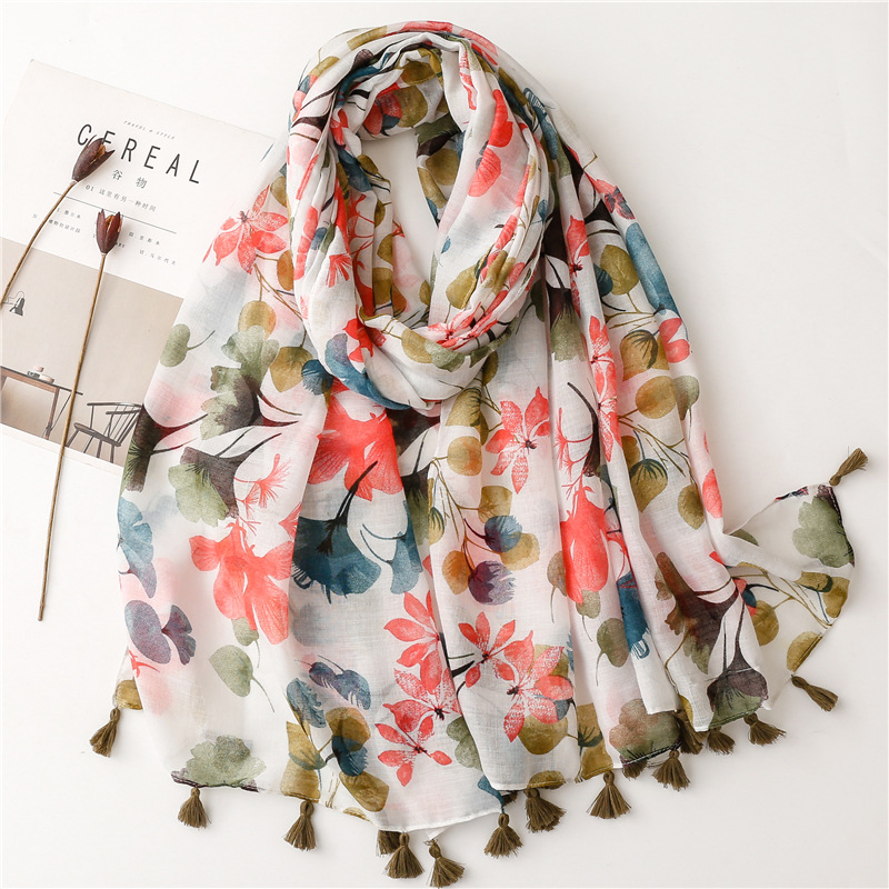 Women's Fashion Flower Voile Silk Scarves display picture 1