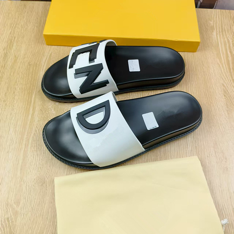 FD字母印花logo男拖鞋跨境外贸柬埔寨金边越南厚底防滑休闲一字拖