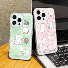 小狗镜子支架壳适用苹果16/华为/oppo/小米/vivo透明软手机壳防摔