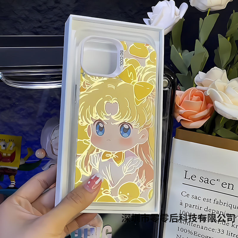 New Beautiful Girl Double-Layer Color Silver Imd Suitable for Apple 15Promax Mobile Phone Case 14 Cute All-Inclusive Protective Cover