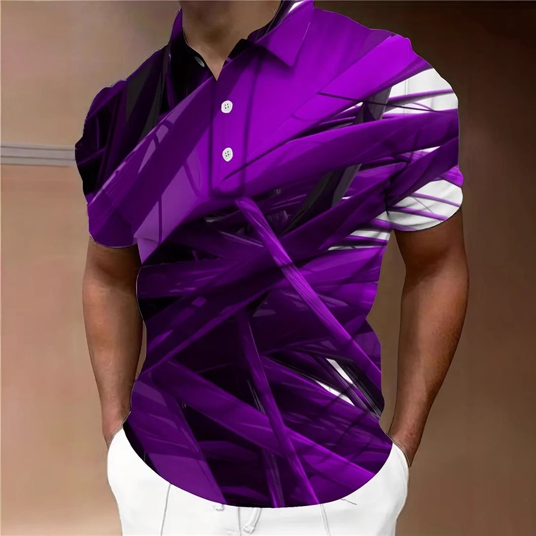 Comercio electrónico transfronterizo comercio exterior nuevos productos tops para hombres gráficos geométricos impresión 3D casual solapa camisa POLO MB13