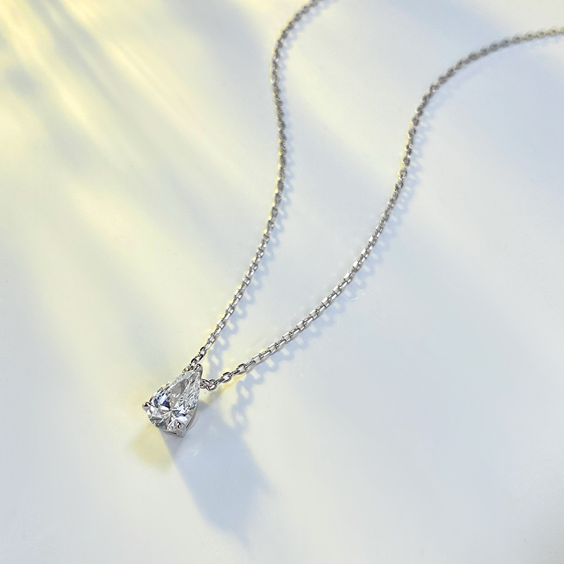 Chamfered square grain, Plating Design 925 Sterling Silver Zircon Mariner Chain Chamfered Square Grain Plating Water Droplets Pendant Necklace