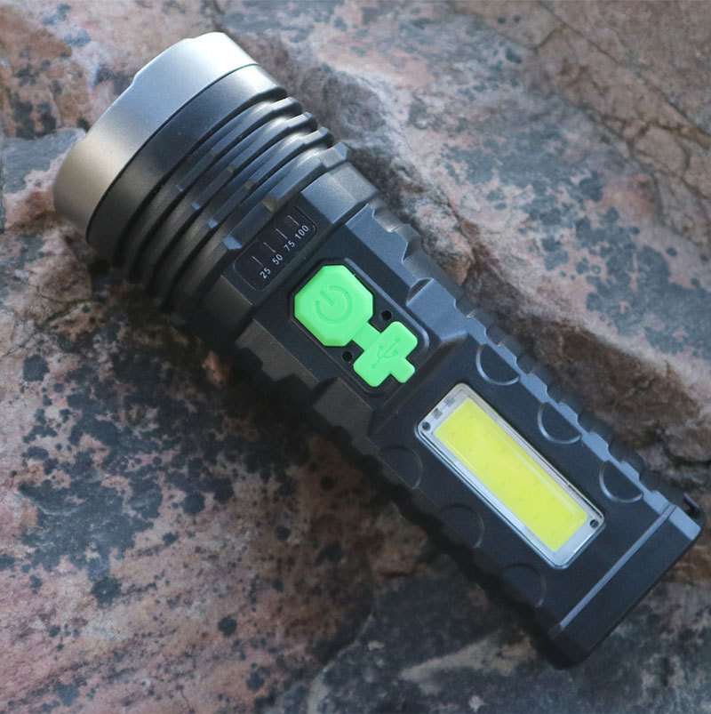 822LED太阳能充电强光手电筒 COB侧灯塑料 USB充电远射 家用照明详情25