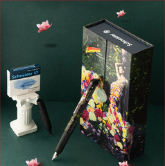 德國schneider施耐德美麗浮雕系列花仙銥金鋼筆簽字筆走珠筆套裝