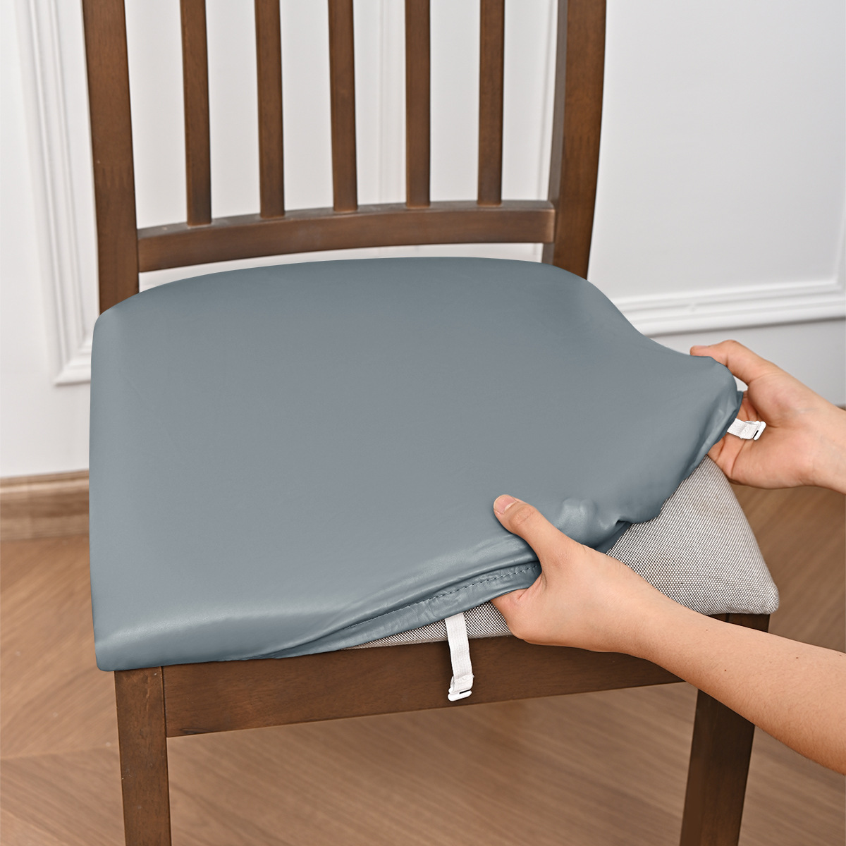 Transfronterizos sólidos elásticos PU impermeable hebilla cubierta de banco cubierta de taburete de hotel general antideslizante anti-gato agarra asiento cubierta al por mayor