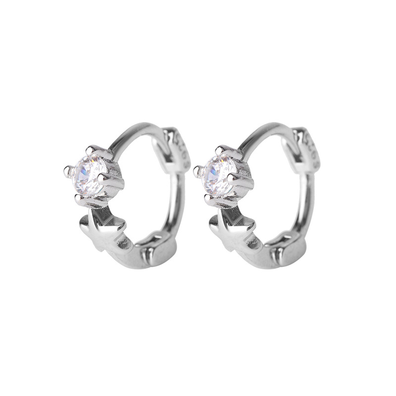 Star Pattern Women'S Gender Inlay Design 1 Pair Sweet Korean Style Star Inlay Copper Zircon Hoop Earrings