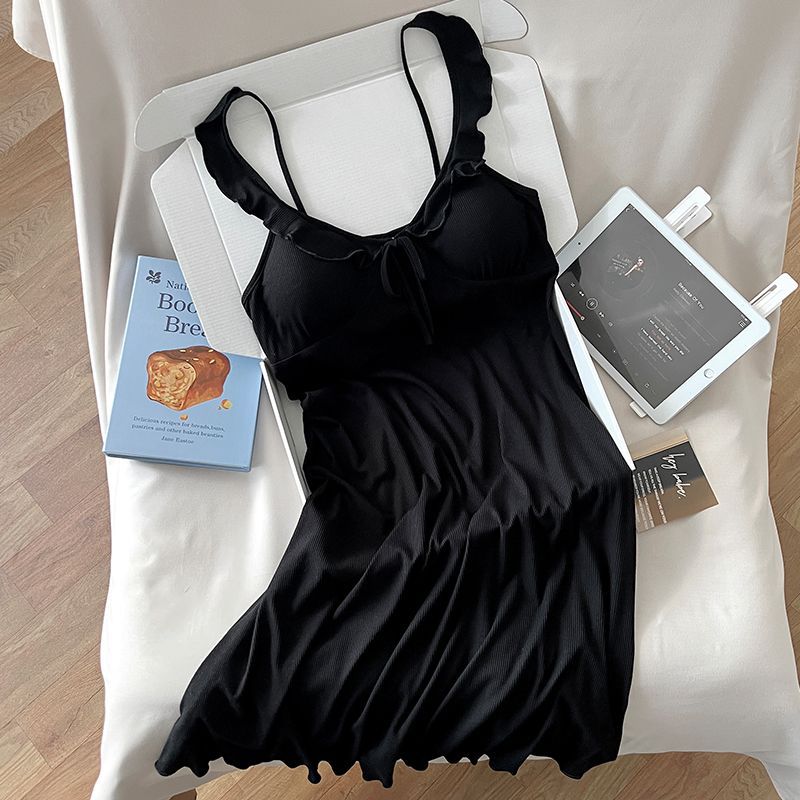 Sling Breast Pad Nightgown for Women Summer 2025 New Modal Pajamas Simple Summer Sexy Wearable Home Clothes
