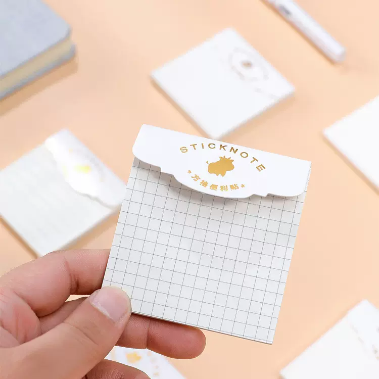 便利贴学生办公记事便签本可粘贴便签纸烫金图案留言贴便携金牛