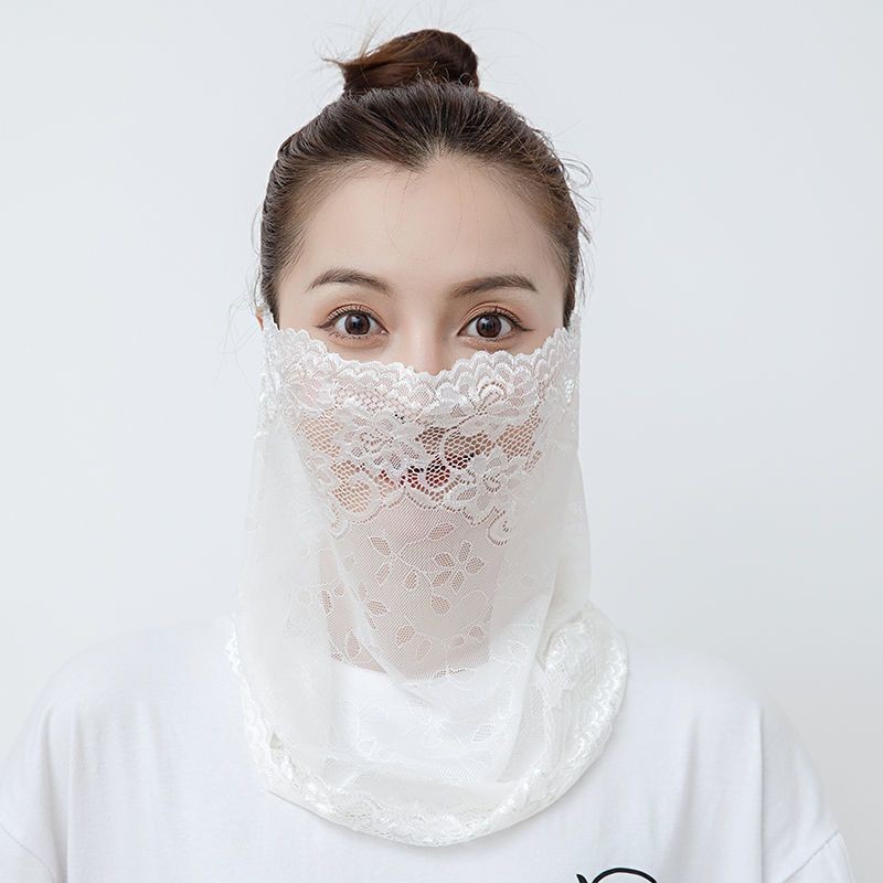 Verano, bufandas de seda frías, protección solar, velo UV, máscara solar delgada para proteger el cuello.