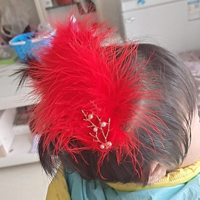 羽毛頭飾發卡森系蝴蝶發夾超仙毛毛邊夾少女日系可愛古風漢服發飾