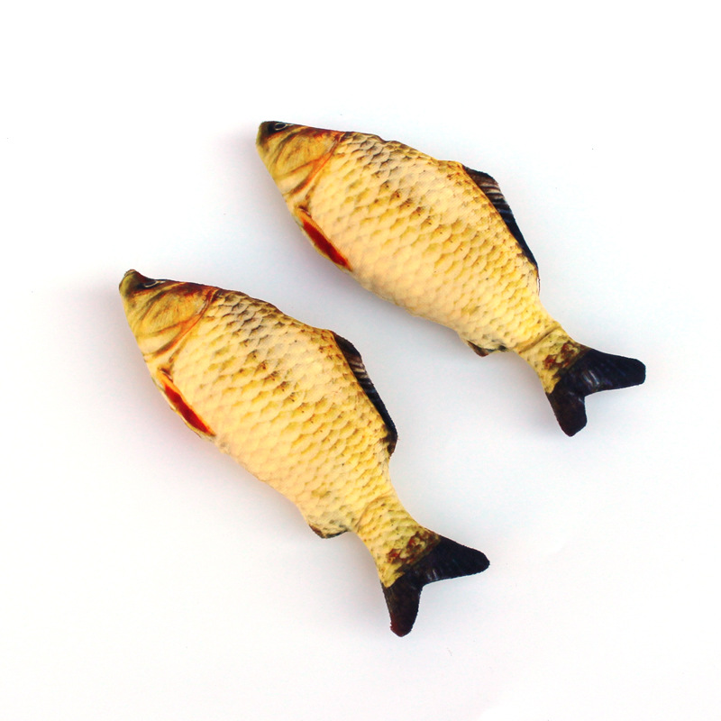 Gato de juguete menta peces de tamaño pequeño felpa peces gato simulación de juguete crucian carpa gato divertido auto-Hola juguete para mascotas