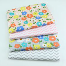 清新田园小碎花太阳花小水浪面料  女生连衣裙床单被套印花纯棉布