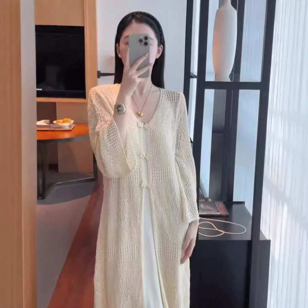 New Chinese style long blouse women's national style cool Buddhist Zen cardigan lazy relaxed dress summer