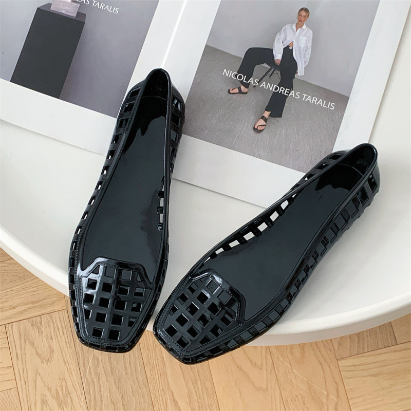Korean Jelly Shoes Shallow Mouth Single Shoes Crystal Pvc Outdoor Casual Square-Toe Sandals Slip-On Dance Shoes Korean Jelly Shoes Shallow Mouth Single Shoes Crystal Pvc Outdoor Casual Square-Toe Sandals Slip-On Dance Shoes