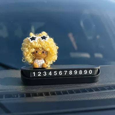 temporary parking number plate car – Other Automotive Interior Supplies - yellow-fur-mesh-cat-black-and-white-parking-sign-with-adhesive