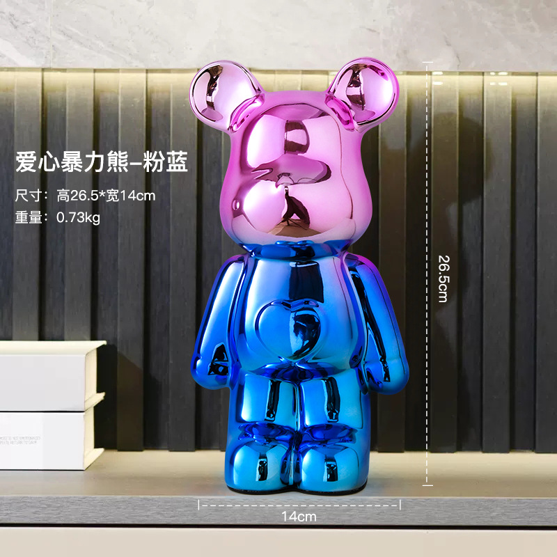 사랑의 폭력적인 곰 저금통 장식 - 핑크 블루