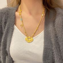 高品质!小金片隔片双鱼锦鲤锁包万能链项链古法金久不掉色