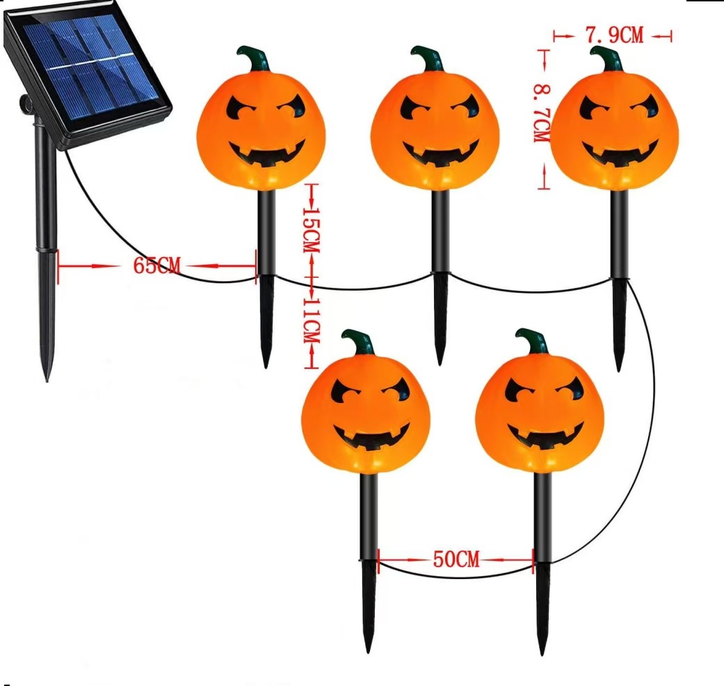 Nuevos productos transfronterizos de Halloween jardín al aire libre impermeable decoración de lámparas LED calabaza fantasma lámpara solar