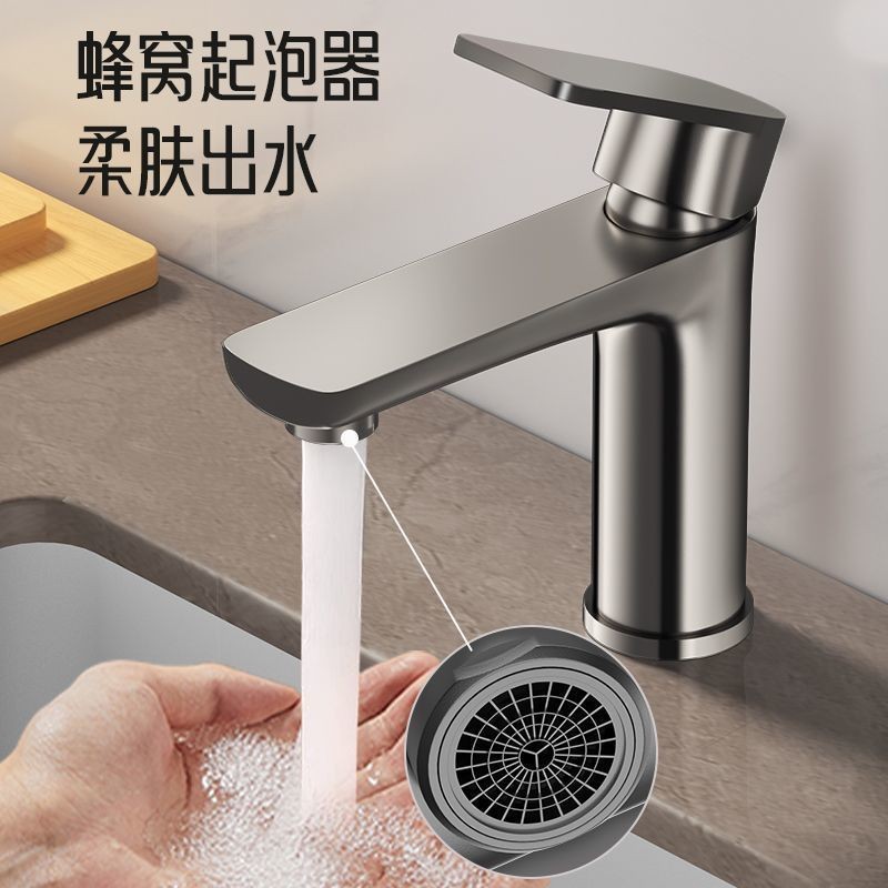 Basin Faucet for Home Use, Single Cold and Hot Water Faucet for Washing Face, Bathroom Sink, 304 Stainless Steel Hot and Cold Model