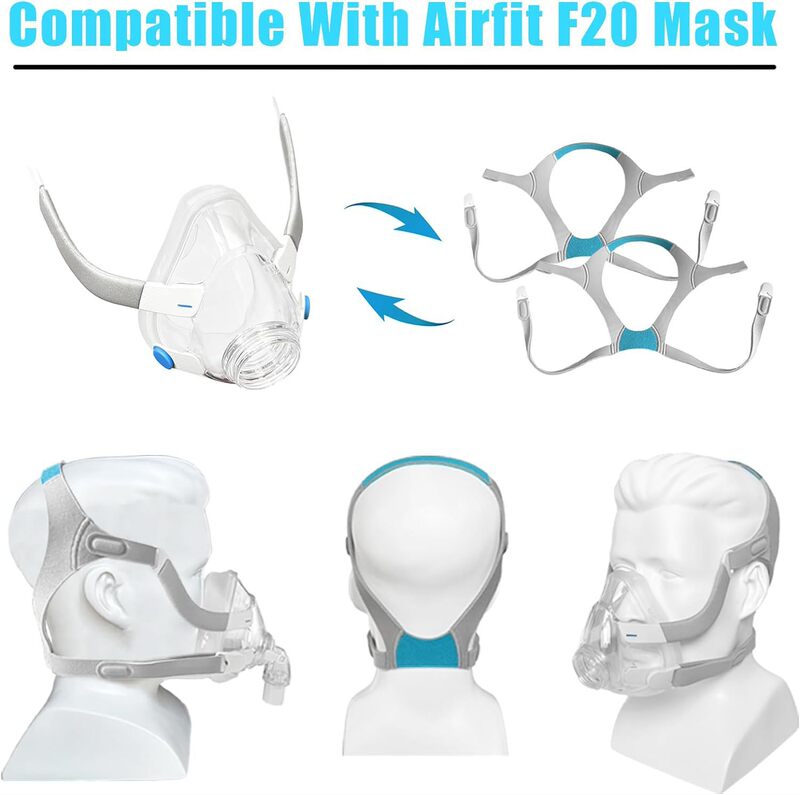 人工呼吸器ヘッドバンド CPAP ResMed マスクヘッドバンド複合スポンジ弾性ブルーグレー F20 N20 ヘッドバンド|undefined