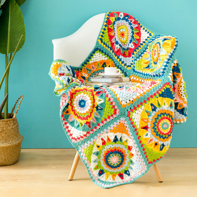 苏苏姐家时间之沙拼花毯diy编织棉线钩针毛线团视频材料包