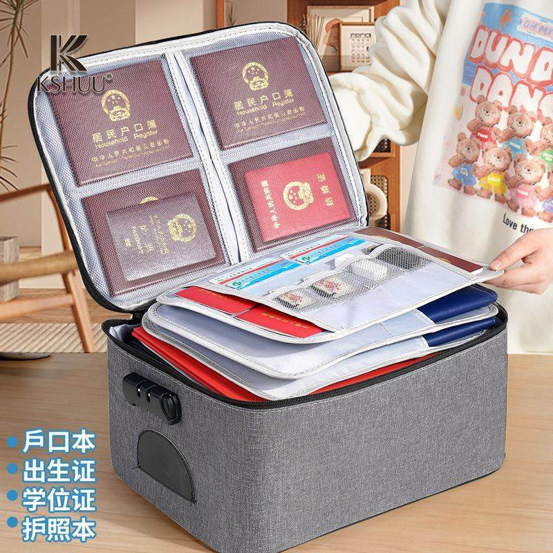 Multi-Layer Document Storage Bag, Large Capacity, Waterproof, Household Certificate Passport Card Holder, Folder, File Organizer Storage Bag