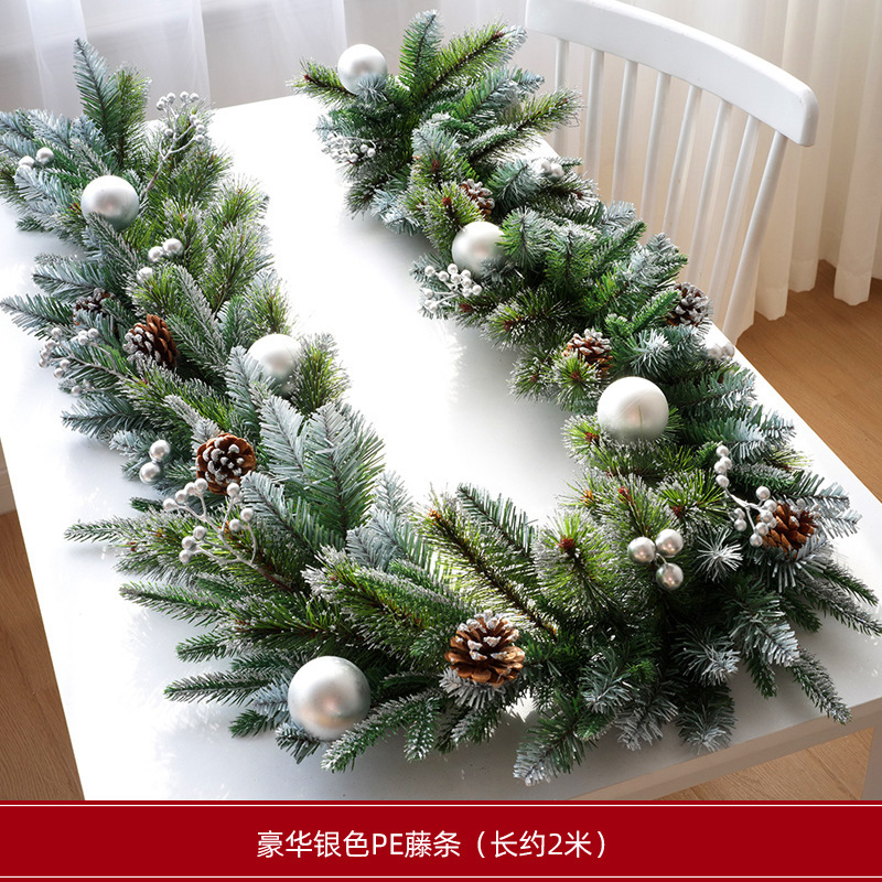 跨境圣诞装饰门挂落雪圣诞节装饰藤条摆件装饰品挂件商场场景布置|undefined