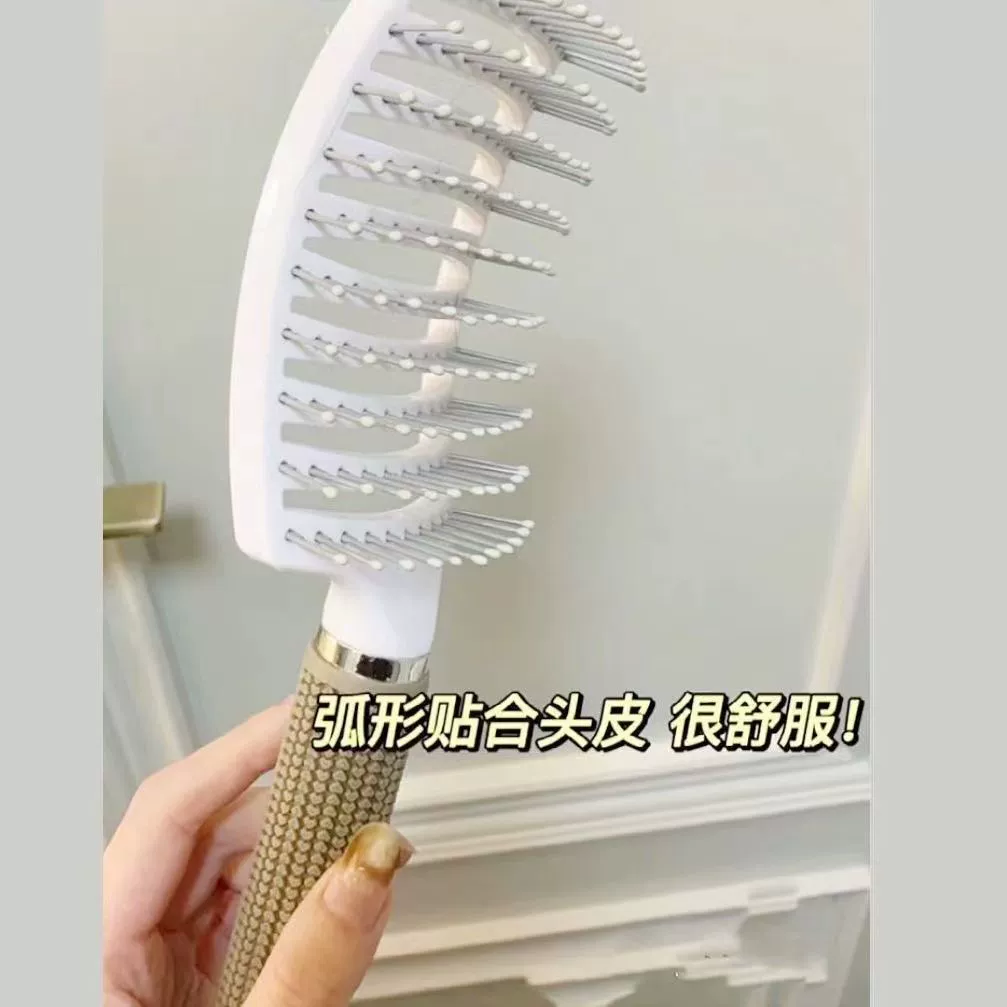 Глобальная граница рёбристый расчёска flufffy cranial head hair девушка домашний стиль длинные волнистые волосы чистая кожа головы массаж большой изгиб расчёска