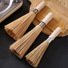 Handmade Bamboo Scrub Brush for Cleaning Pots and Pans, Traditional Stove Brush, Oil-Resistant Kitchen Cleaning Tool