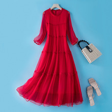 一件代发实体批发女装真丝连衣裙夏季新款OL气质宽松波西米亚长裙