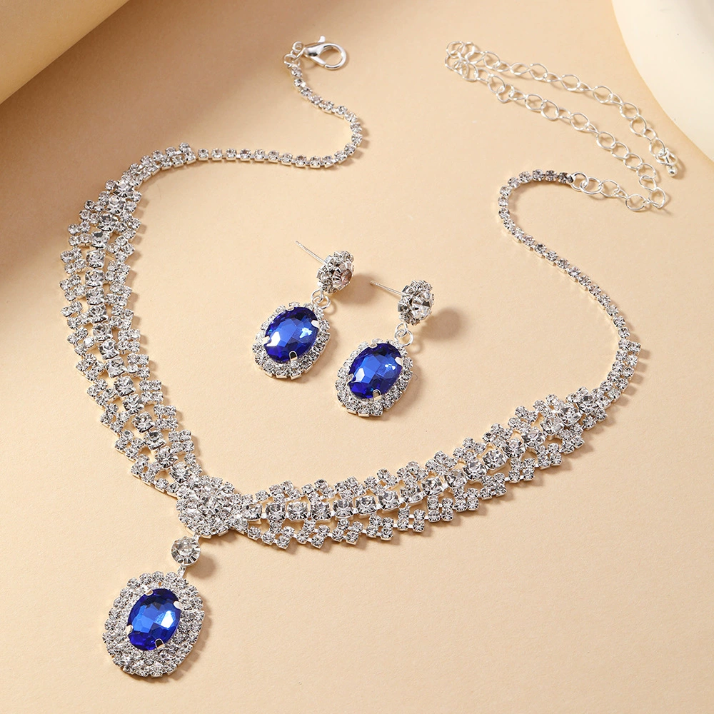 Серьги-капли с бриллиантами, колье, элегантная цепочка на ключицы, эксклюзивный ювелирный набор, винтажные серьги