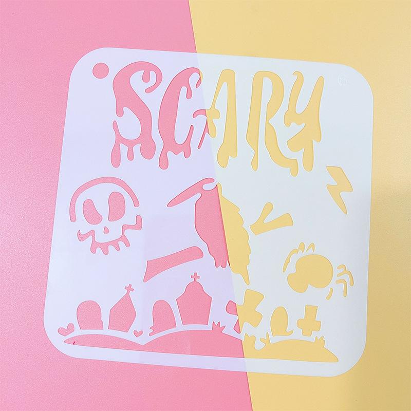 アマゾンハロウィーン手帳絵画テンプレート24種類落書き透かし彫りプラスチック画板児童diy絵画テンプレート|undefined