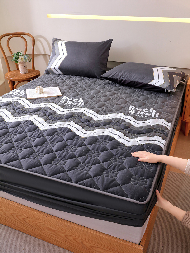 Color sólido pro-piel lavable algodón cama de algodón cama de comercio exterior cama de algodón máscara de cama a prueba de polvo gruesa cubierta protectora de Simmons